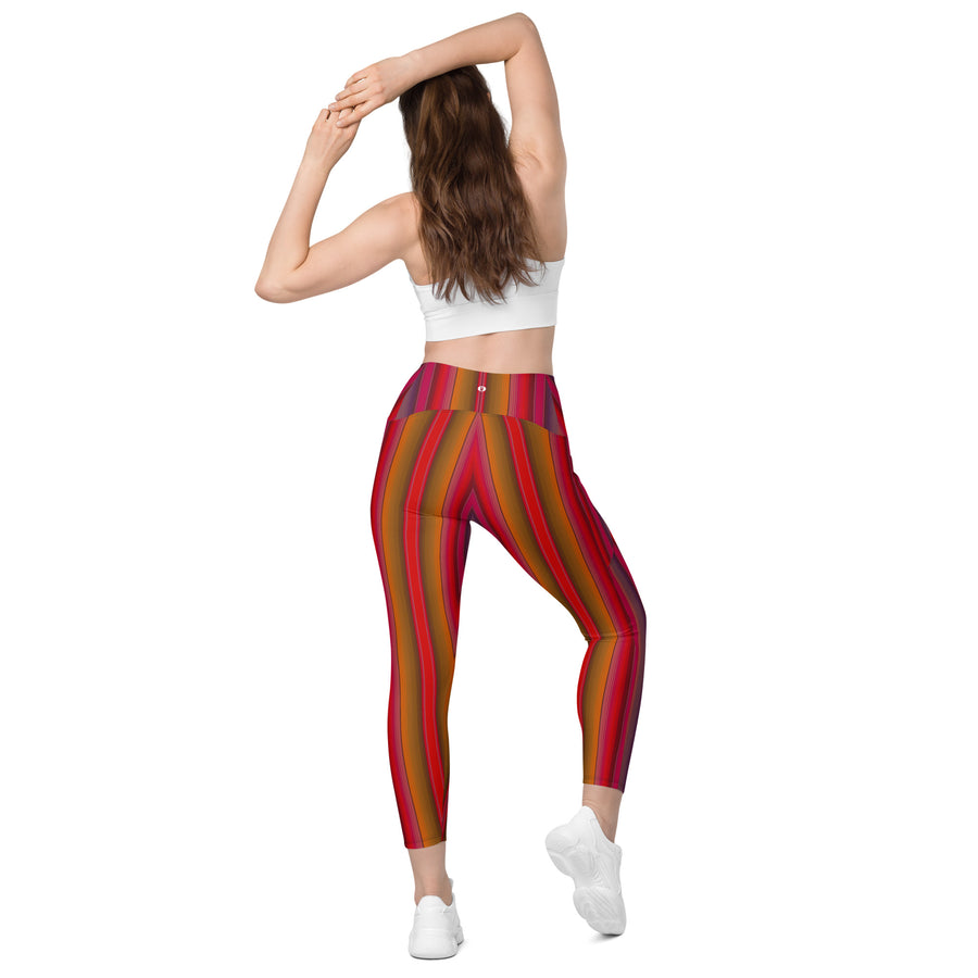Crossover Red Serape Stripe Leggings with Pockets – Bunny Hill